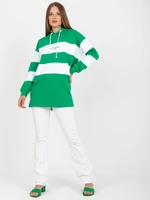 Green and white hoodie with RUE PARIS embroidery