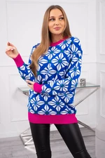 Sweater with geometric motif purple-blue