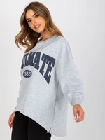 Grey and navy blue hoodie without hood with a round neckline