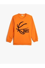 Koton Basketball Themed Sweat Long Sleeve Crew Neck With Ribbon