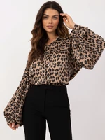 Beige and black shirt with leopard print OH BELLA