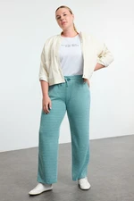 Trendyol Curve Green High Waist Wide Leg Knitted Trousers