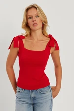 Cool & Sexy Women's Red Knitwear Blouse YV236