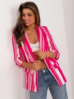 Fuchsia and ecru blazer without fastening