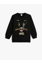 Koton Sweat Long Sleeve Crew Neck Tiger Printed Raised