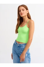 Dilvin 3528 Elastic Crop Top-neon Green