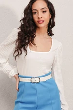 Bigdart 0442 Long Sleeve Blouse - White