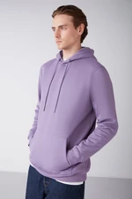 GRIMELANGE Jorge Men's Soft Hooded Organic Cotton Kangaroo Pocket Regular Purple Sweatshirt