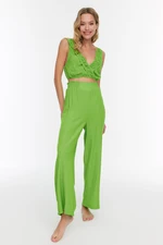 Trendyol Green Shirred Detailed Beach Top-Top Set