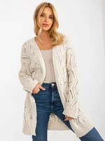 Light beige women's openwork cardigan without fastening