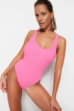 Trendyol Pink Round Neck Towel Normal Leg Swimsuit