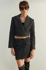 Trendyol Anthracite Limited Edition Crop Woven Blazer Jacket