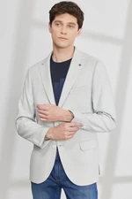 ALTINYILDIZ CLASSICS Men's Light Gray Slim Fit Narrow Cut Mono Collar Dobby Jacket