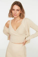 Trendyol Stone Blouse-Cardier Knitwear Set