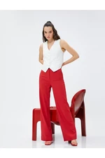 Koton Wide Leg Trousers High Waist With Buttons