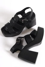 Capone Outfitters Capone Women's Chunky Toe Gladiator Strap Platform Heels, Black Women's Sandals