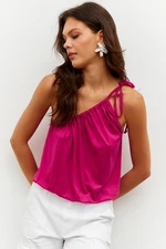 Cool & Sexy Women's Fuchsia One-Shoulder Blouse