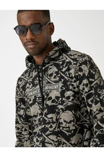 Koton Skull Printed Sweatshirt Hooded