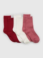 Set of three pairs of girls' socks in red, white and pink GAP