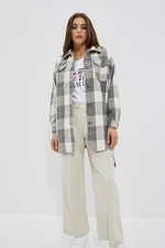 Plaid shirt jacket with belt