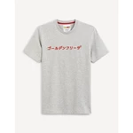 Grey men's brindle T-shirt with print on the back Celio Lvedrago1