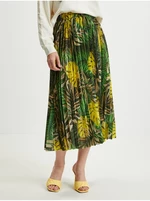 Green Ladies Patterned Pleated Midi Skirt Guess Abel - Women