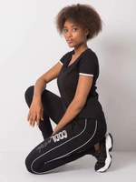 Black women's sweatpants with application