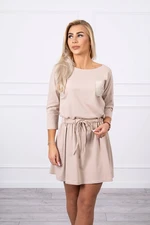 Dress with sequined pocket beige