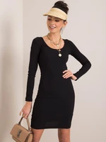 RUE PARIS Black ribbed dress