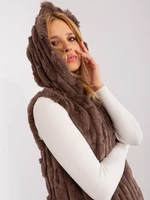 Brown fur vest with zipper