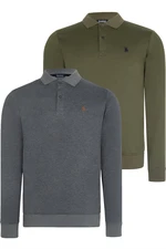 DOUBLE SET V4007 DEWBERRY MEN'S SWEATSHIRT-ANTHRACITE-KHAKI