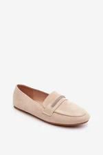 Beige women's eco-suede loafers Ladite