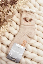 Thick cotton socks with teddy bear, beige