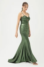 Lafaba Women's Green Stone Strap Long Evening Dress