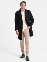 Ombre Men's double-breasted lined coat - black