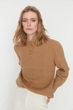 Trendyol Camel Wide Fit Soft Textured Basic Knitwear Sweater