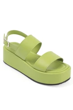 Capone Outfitters Capone Women's Chunky Double Strap Wedge Heels Pistachio Women's Flatform Sandals