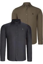 DUAL SET G725 DEWBERRY MENS SHIRTS-BLACK-GREEN