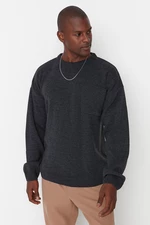 Trendyol Anthracite Crew Neck Oversize Fit Knitwear Sweater