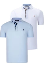 DUAL SET T8582 DEWBERRY MENS T-SHIRT-BABY BLUE-WHITE