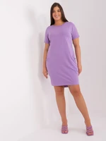 Light purple plus size base dress with short sleeves