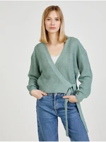 Green ribbed wrap cardigan ONLY Breda - Women