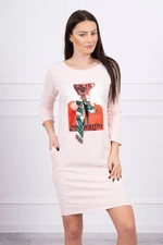 Dress with 3D graphics Remarkable powder pink