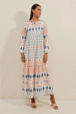 Bigdart 1947 Patterned Long Dress - Salmon