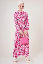 Bigdart 2144 Large Collar Hijab Dress - Fuchsia