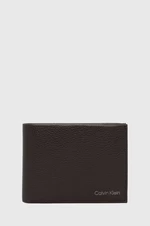 Kožená peňaženka Calvin Klein pánska, hnedá farba, K50K507896