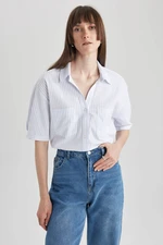 DEFACTO Crop V-Neck Short Sleeve Shirt