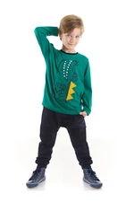 Denokids Feed Me Crocodile Boys Green T-shirt Pants Set