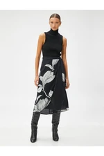 Koton Oversized Chiffon Midi Skirt with Wrapover Closure