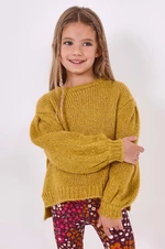 Dětský svetr s příměsí vlny Mayoral žlutá barva, hřejivý